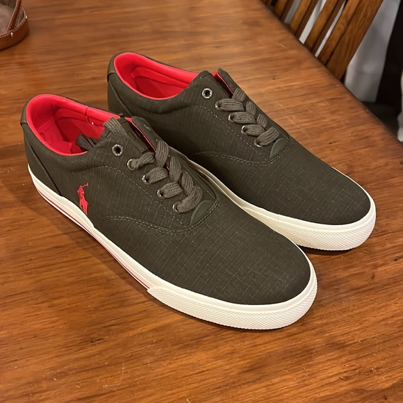 Polo Ralph Lauren Vaughn Ripstop Shoes Sneakers new deep olive Mens Sizes - Picture 2 of 12